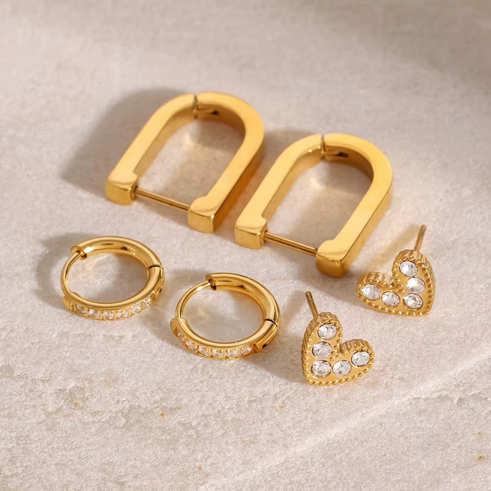 3 Pairs | 18K Gold Plated Earring Set - Picture 5 of 8